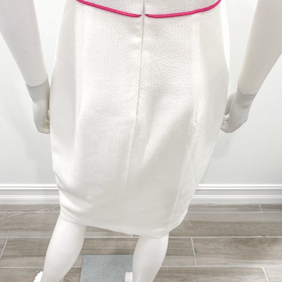 Black Halo Puma Sleeveless Sheath Dress Pebble Crepe White Sugar/Pink Size 8 - Picture 14 of 16